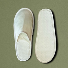 No Logo Premium Closed Toe Natural Cotton Slippers - 100Pack