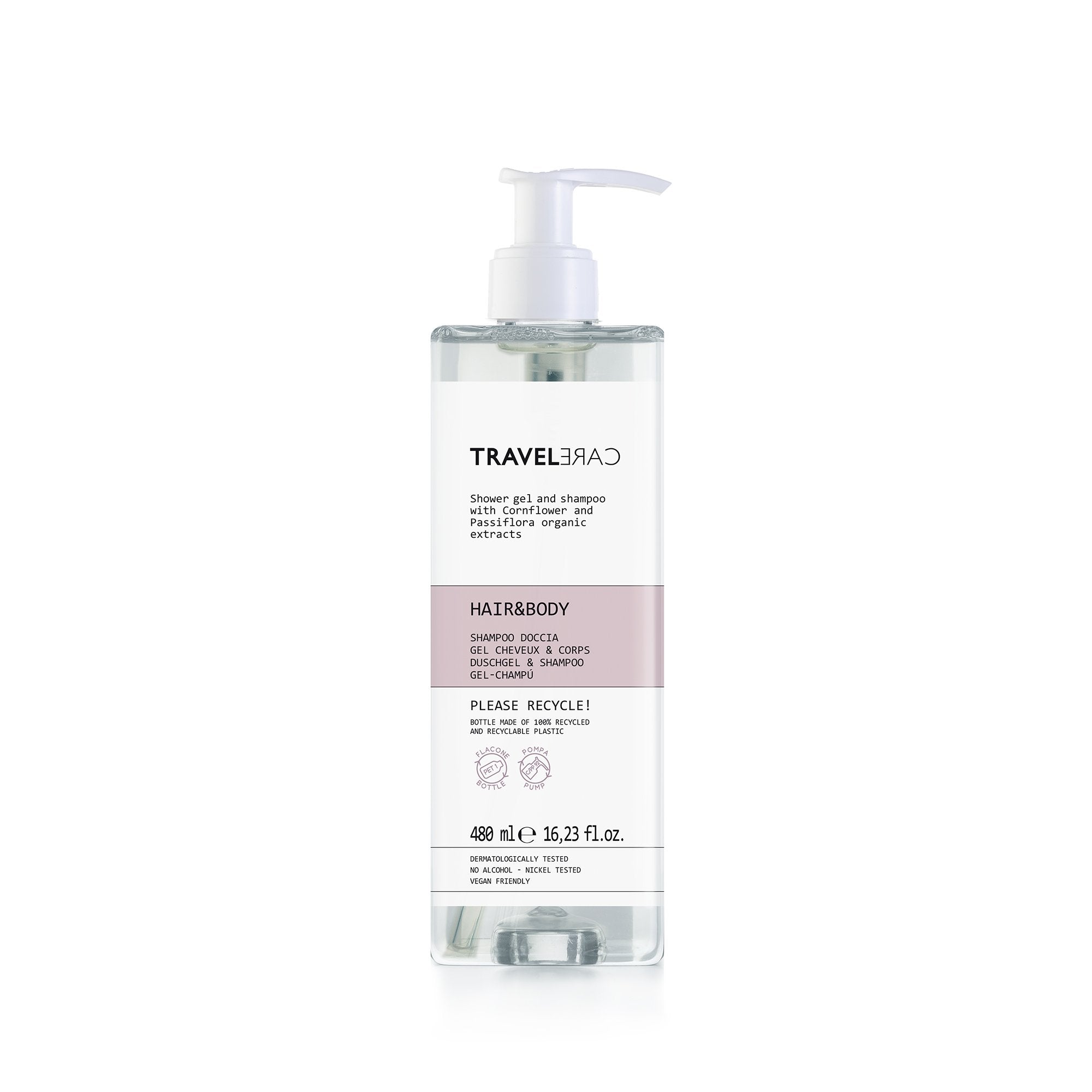 Travelcare Shower Gel & Shampoo With Locked Pump (480 ml)