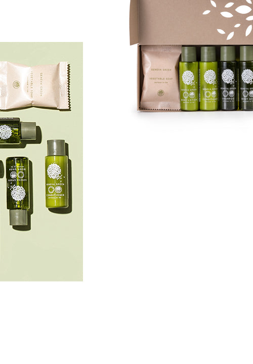 Geneva Green is unique in its circular design approach. Bottles are made with 100% post-consumer recycled plastic r-PET. This means zero waste to landfill! GFL Green Amenities. Geneva Green Small Size.