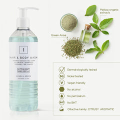 Geneva Green Hair & Body Wash Cartridge For Ecover (370 ml)- 18Pack