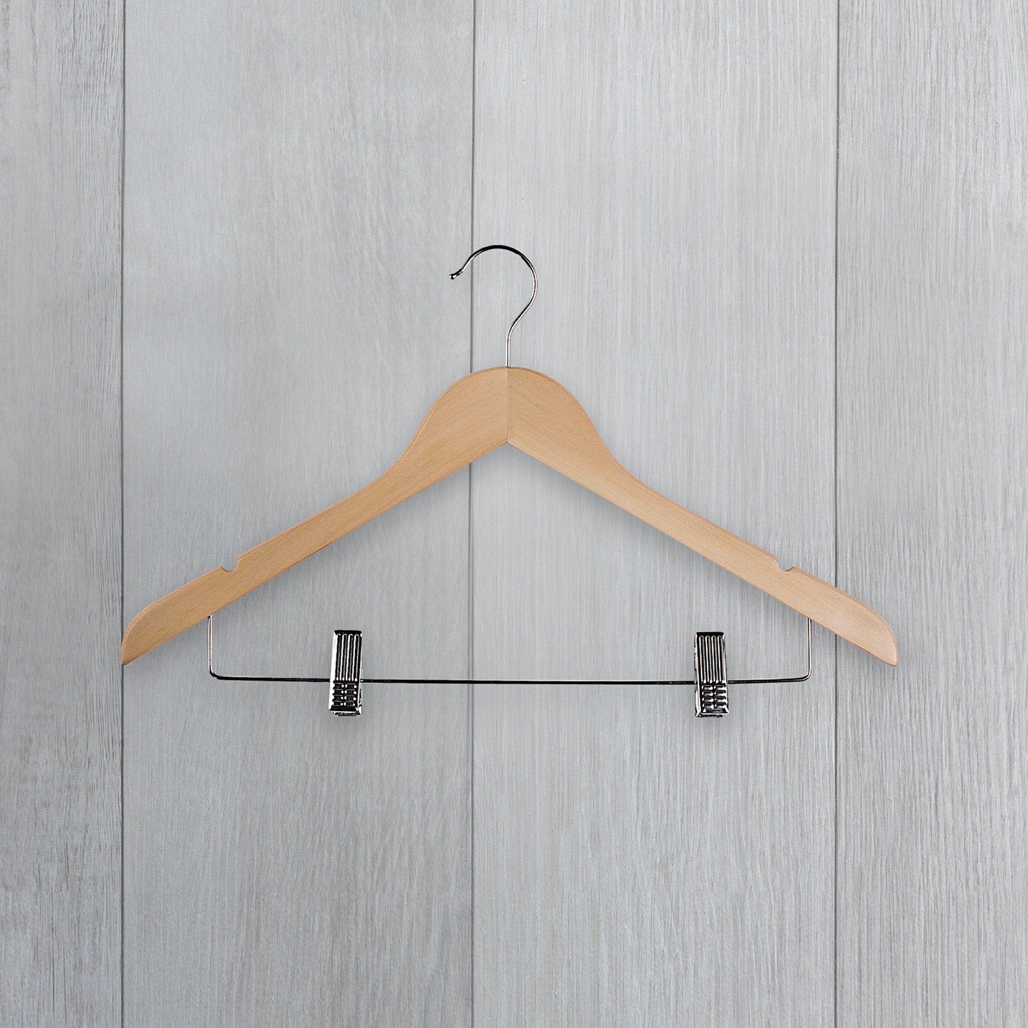 No Logo Clothes-Hanger in Wood with Hook and Pliers
